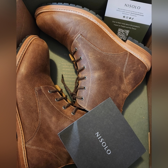 NEW NISOLO MARTIN ALL-WEATHER LEATHER BOOT 8.5** Tobacco Tan